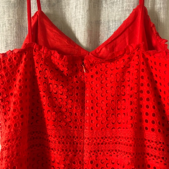 J. Crew Red Eyelet Spaghetti-Strap Dress - New With Tags - Picture 7 of 8